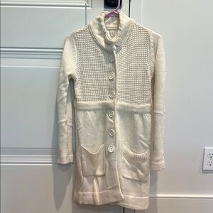 Relativity Cream Textured Button-Up Sweater Jacket